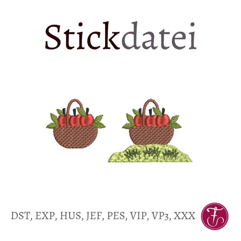 Stickdatei Apfel Apfelkorb Herbst Bild 1