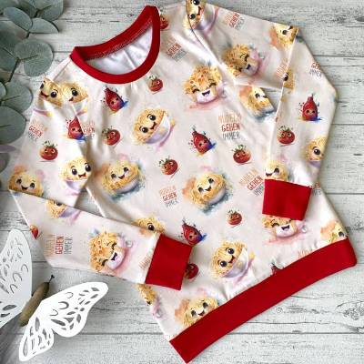 Shirt „Nudeln gehen immer“, T-Shirt mit Nudeln, Longsleeve Spaghetti, Shirt in rot, Wunschgröße 74 - 104