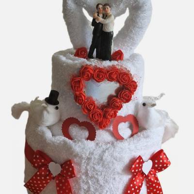 Hochzeit Männer Handtuchtorte Geschenkidee Rot weiß