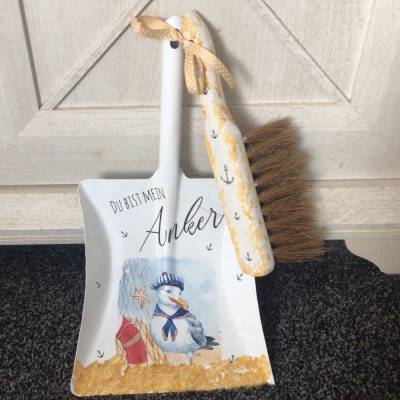 Kehrbesen Set - handmade - einzigartiges Geschenk - Unikat - Möwe - du bist mein Anker