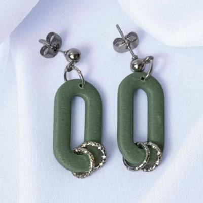 oval mit Ringen / Polymerohrringe