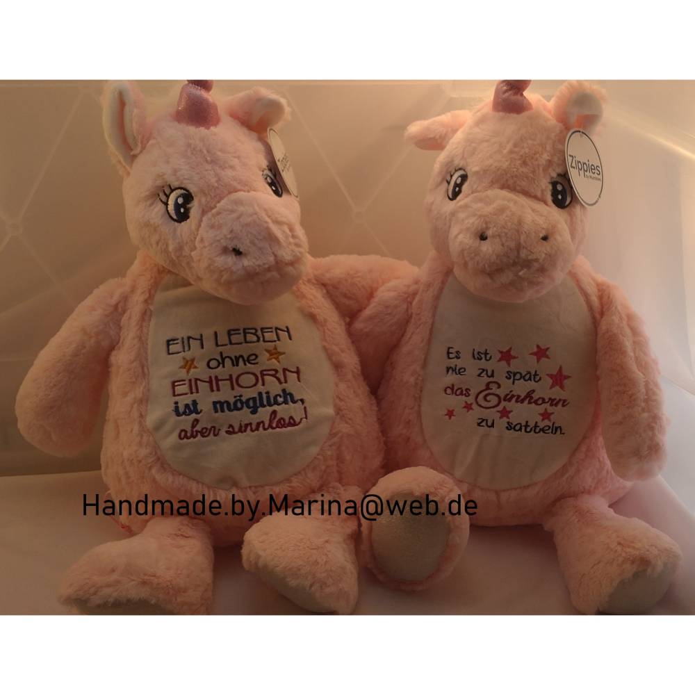 Stofftier Einhorn Unicorn bestickt verschiedene Texte möglich Bild 1