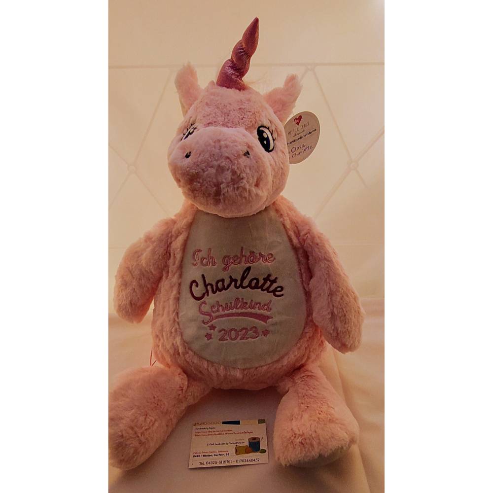 Stofftier Einhorn Unicorn bestickt verschiedene Texte möglich Bild 5