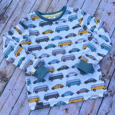 Langarmshirt Autos Gr. 110/116 aus weichem Jersey