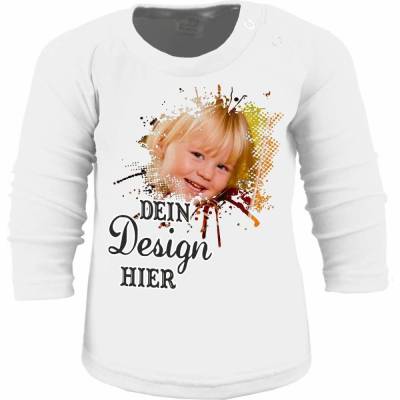 Baby & Kinder Langarm T-Shirt basic personalisiert mit deinem Wunschmotiv, individuell bedruckt mit Text, Logo, Foto