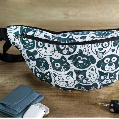 Handgemachte Hüfttasche Unikat – Wasserabweisende Bum Bag mit Art-Print, Versand gratis