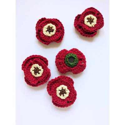 Küchenmagnet gehäkelt | Set Magnet Blume | Mohnblume Küche Dekoration | kleine Geschenkidee Freunde Kollegen