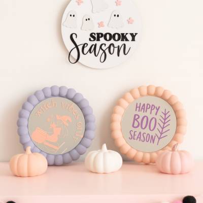 Halloween-Deko Spiegel im 2er-Set | Handgemacht | “Witch vibes only” & “Happy Boo Season
