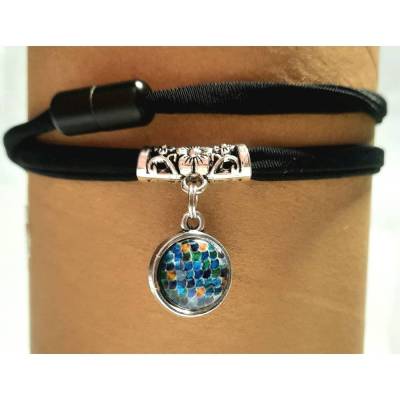 Kropfband Choker Dirndlkette – Handgemachter Halsschmuck Schwarz 47cm mit Glitzer Kugel Silber