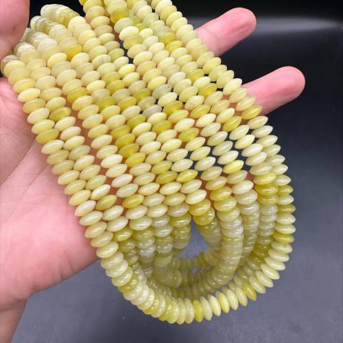 Natürliche Lemon‑Jade Scheibenperlen 8,5×3,9 mm·38 cm vorgebohrt – Zitronengelbes Leuchten für DIY‑Schmuck, Energie‑Boos