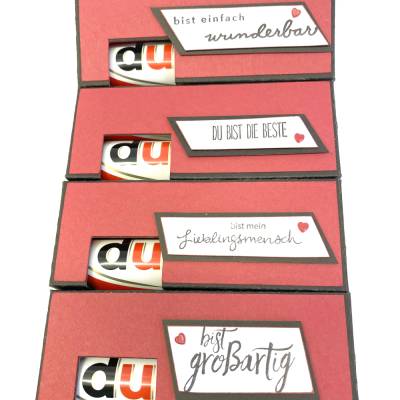 Verpackung für 2 Stück Schokoriegel, ein schönes Geschenk aus Papier, auch als Tischgoodie zu verwenden