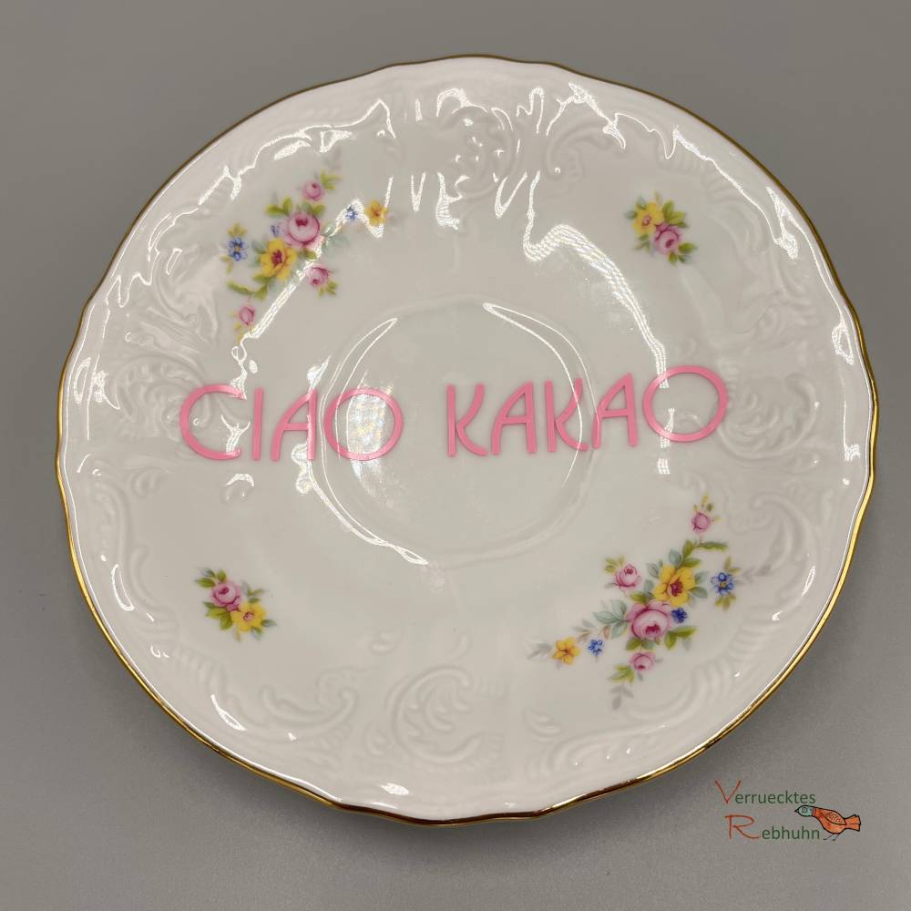 Vintage Wandteller "Ciao Kakao" – Upcycling Deko mit Spruch Bild 1
