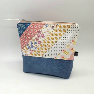 Kosmetiktasche mit abwaschbarem Innenfutter,  Patchwork 