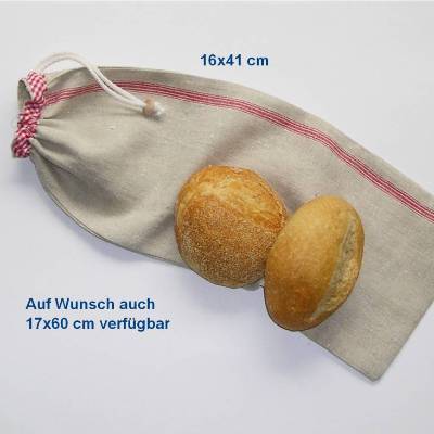 Leinen-Baguette-Beutel – Upcycling Brotbeutel aus Vintage Mangeltuch, nachhaltig & atmungsaktiv, Leinentasche, Brottasche