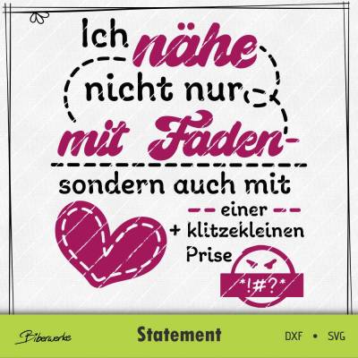 Plotterdatei Ich nähe nicht nur mit Faden | SVG + DXF Humorvoller Spruch fürs Nähzimmer
