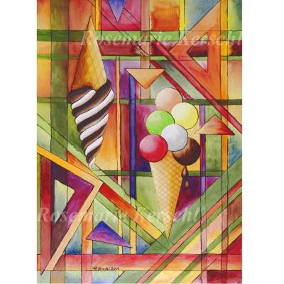 Aquarellbild Eis handgemalt – Unikat 70 x 50 cm Hochformat | Galerie Kerschl