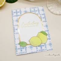 Sommerliche Einladungskarte „Dolce Vita“ – Zitronenflair & mediterrane Details inkl Umschlag