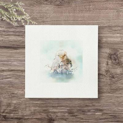 SPATZENBAD - Miniatur Fineartprint – Mini-Aquarell als Geschenkidee & Wanddeko