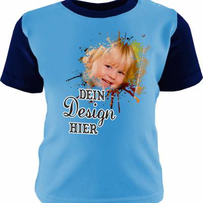 Baby & Kinder Kurzarm Baseball T-Shirt personalisiert mit deinem Wunschmotiv, individuell bedruckt mit Text, Logo, Foto