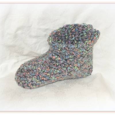 Puschen gehäkelt Gr. 45,  Hüttenschuhe, Gästepuschen