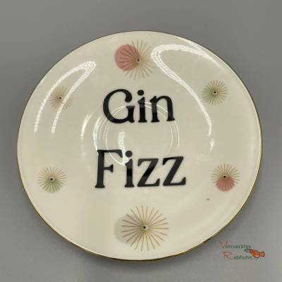 Vintage Wandteller "Gin Fizz" – Upcycling Deko mit Spruch