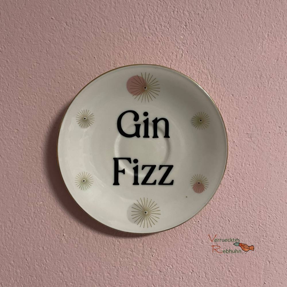 Vintage Wandteller "Gin Fizz" – Upcycling Deko mit Spruch Bild 3