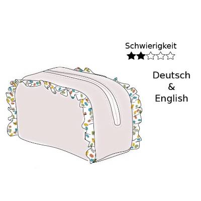 PDF SCHNITTMUSTER deutsch & englische Sprache, Kosmetiktasche, Mini Bag, Utensilo, Schminktasche DIY Nähprojekt