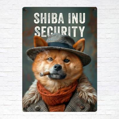 Hundeschild 'Shiba Inu Security', wetterbeständiges Warnschild