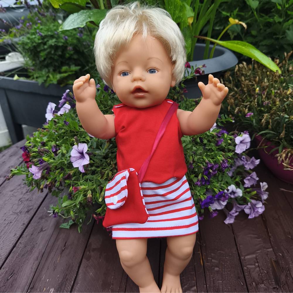 Stickdatei Set Sommer Puppenkleidung für 43cm Baby Puppe – Rock, Oberteil & Tasche von Design-by-Jasmina Bild 3