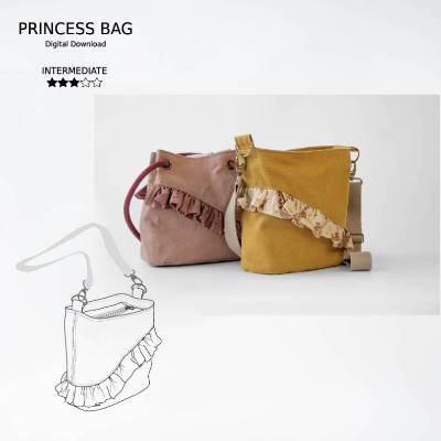 SCHNITTMUSTER Handtasche mit Rüschen deutsch & englische Sprache, Princess Bag 6.0, Handbag, Shoulderbag, DIY Nähprojekt