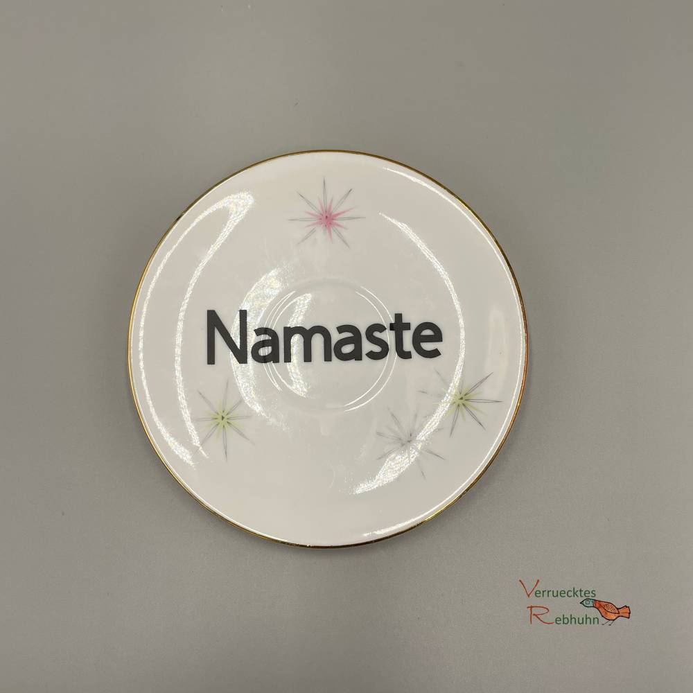 Wandteller "namaste" – Vintage Upcycling Deko mit Spruch Bild 1