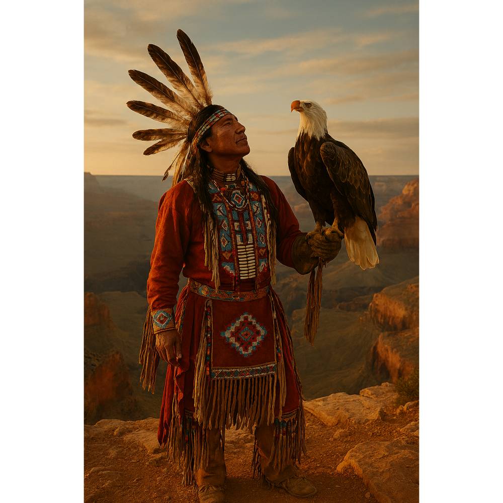 Wächter des Himmels – Indianer mit Weißkopfadler im Grand Canyon Bild 1
