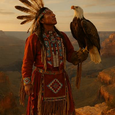 Wächter des Himmels – Indianer mit Weißkopfadler im Grand Canyon