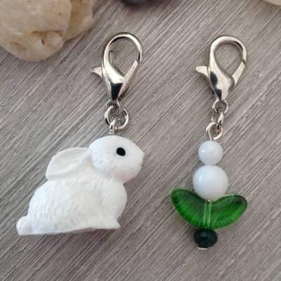 Kaninchen & Blume Anhängerset – Niedliches Geschenk für Kaninchenfans