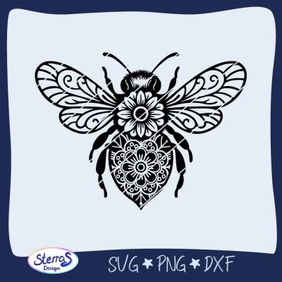 Biene im Mandala-Effekt – Plotterdatei SVG für Sonnenfänger, Fensterbilder und kreative Projekte