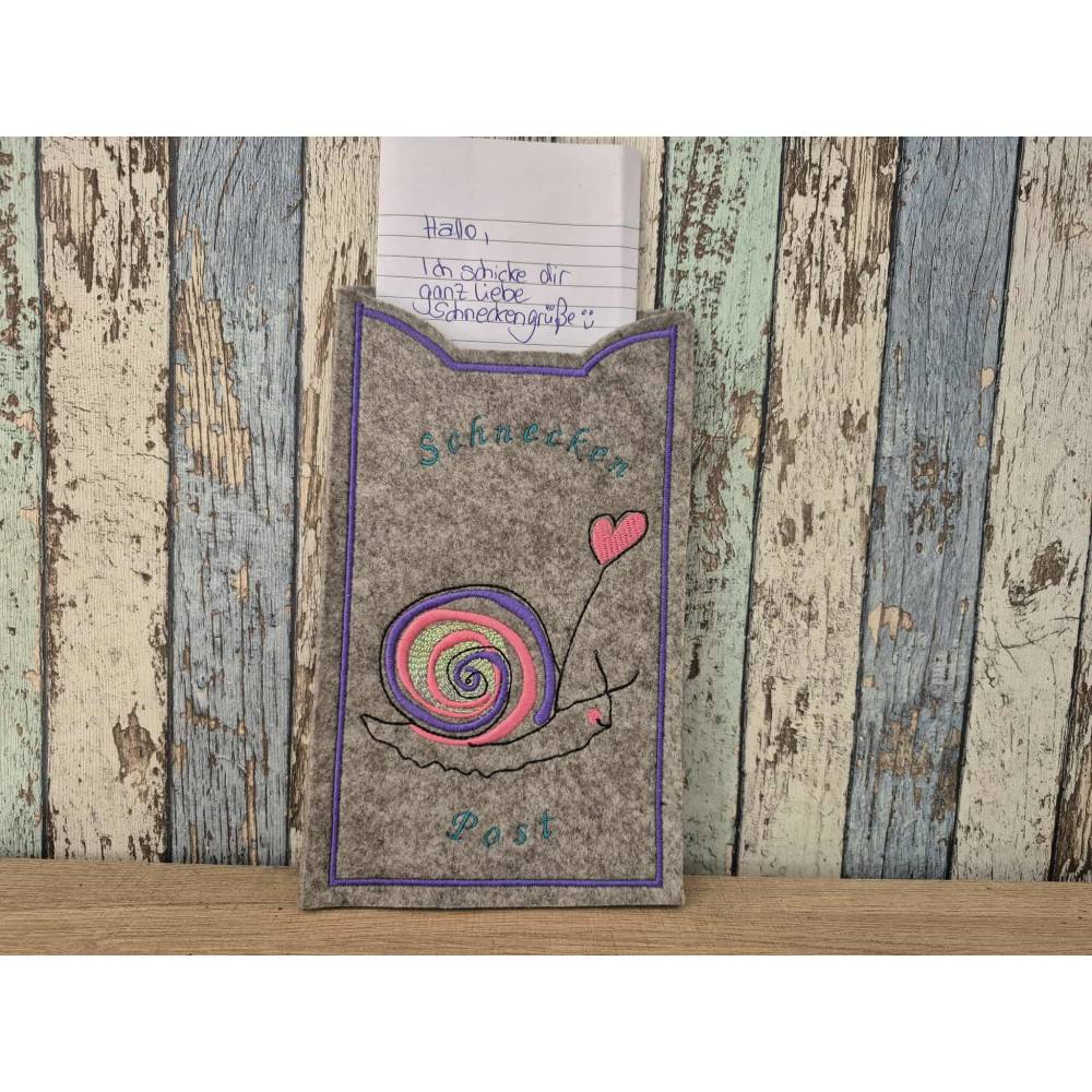 Gruß Schnecke Stickmuster 10x10 cm – Niedliche Schnecke mit Luftballon für Kinder, Geschenke & Deko Bild 7
