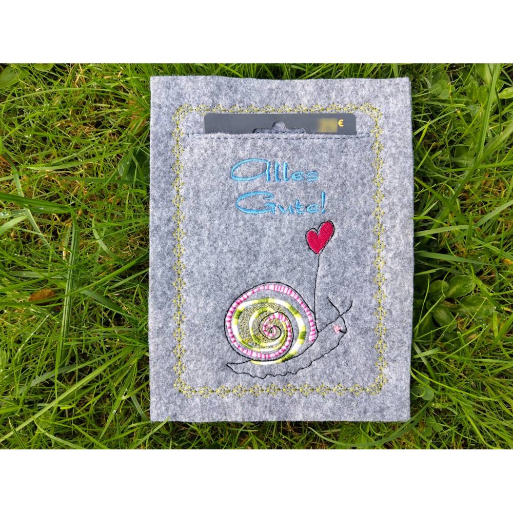 Gruß Schnecke Stickmuster 10x10 cm – Niedliche Schnecke mit Luftballon für Kinder, Geschenke & Deko Bild 8