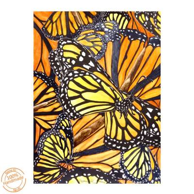 Handgemaltes Aquarellbild Monarchfalter Schmetterlingsfantasy 55 x 42 cm Unikat kaufen