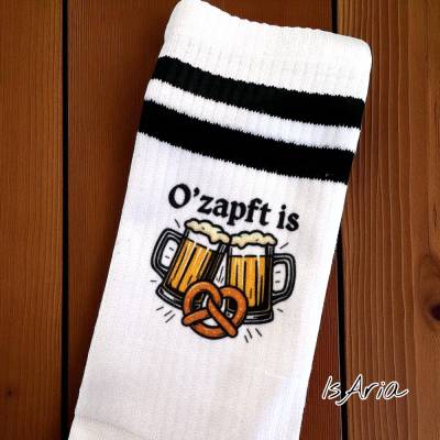 Socken O' zapft is! - passend zum Oktoberfest/Tennissocken/Bier/Geschenkidee für Männer/Strümpfe/Bierkrug/ Maßkrug