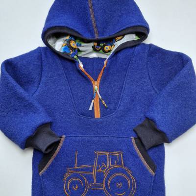 Outdoor Walk Schlupf Troyer Gr. 98 mit Traktor – Royalblauer Wollpullover für Kinder