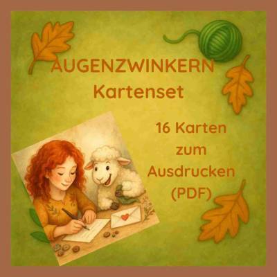 Kartenset „Augenzwinkern“ – 16 charmante Karten (PDF) mit Witz & Herz zum Selbstausdrucken