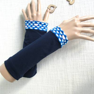 Armstulpen aus Jersey Wendestulpen marineblau