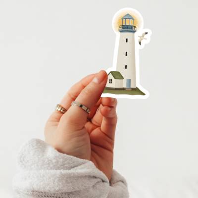 Vinyl Sticker Leuchtturm Möwe Norden Norwegen Fjorde Aufkleber - Skandinavien Kiss Cut Sticker - Aufkleber Wasserflasche