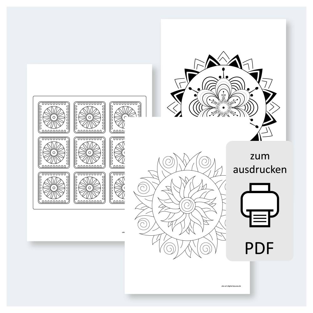 Mandala Malvorlage zum Ausdrucken – Ausmalbilder für Erwachsene – PDF