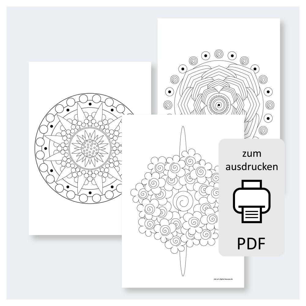 Mandala Malvorlage zum Ausdrucken – Ausmalbilder für Erwachsene – PDF