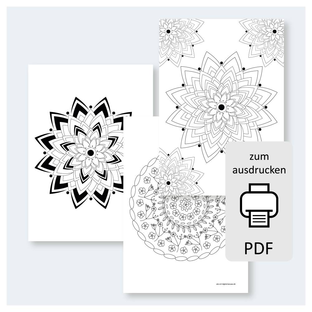 Mandala Malvorlage zum Ausdrucken – Ausmalbilder für Erwachsene – PDF