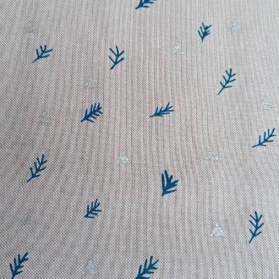 Baumwollstoff mit Zweigen, Weihnachtsstoff, Breite 1,40 m, Meterware, natur,  petrol, silber, Baumwolle