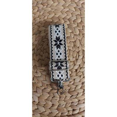 Taschengurt verstellbar creme-schwarz, Gurtband mit Karabiner in vielen verschiedenen Farben