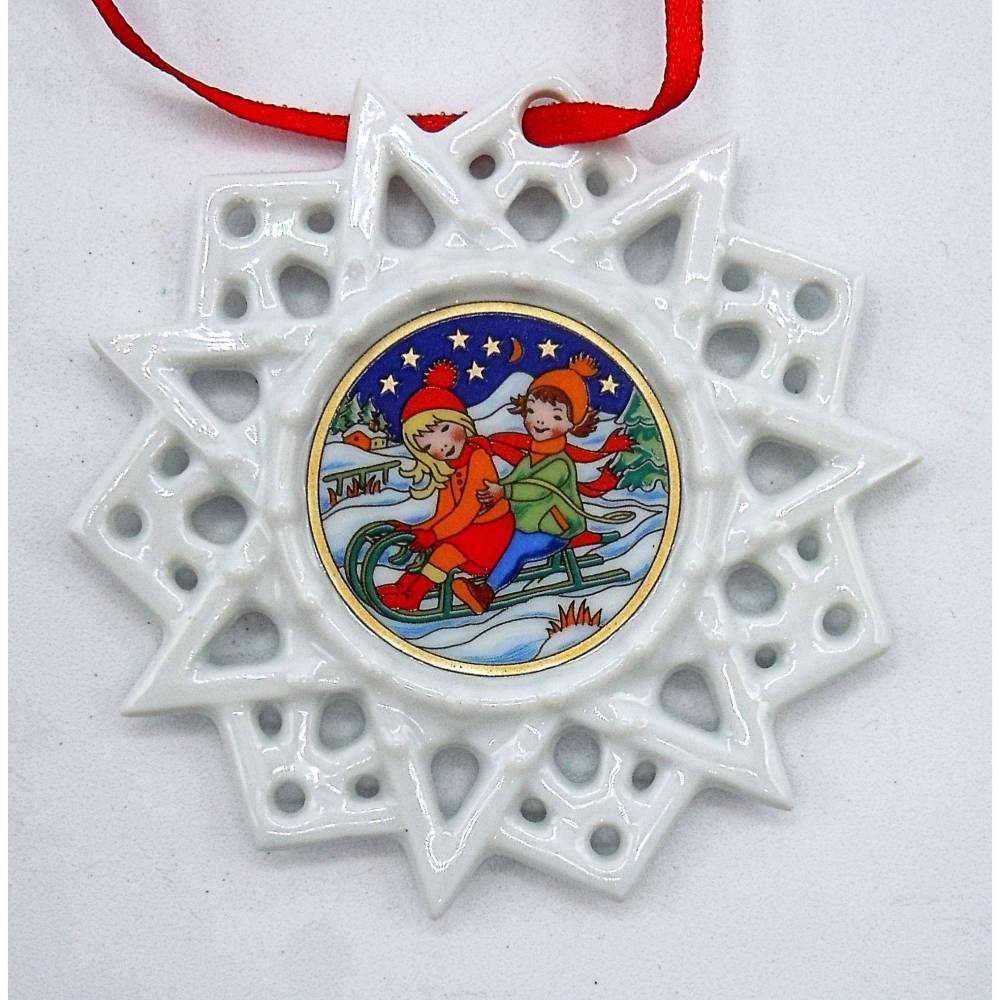 Hutschenreuther Weihnachtsstern 1996 von Rudolf Pastor  Vintage  Christbaumschmuck Porzellan