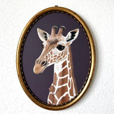 Der Giraffenfrosch ist eine gigantische Amphibie mit Stützfunktion, Originalgemälde, Frosch, Froschbild, Froschfan